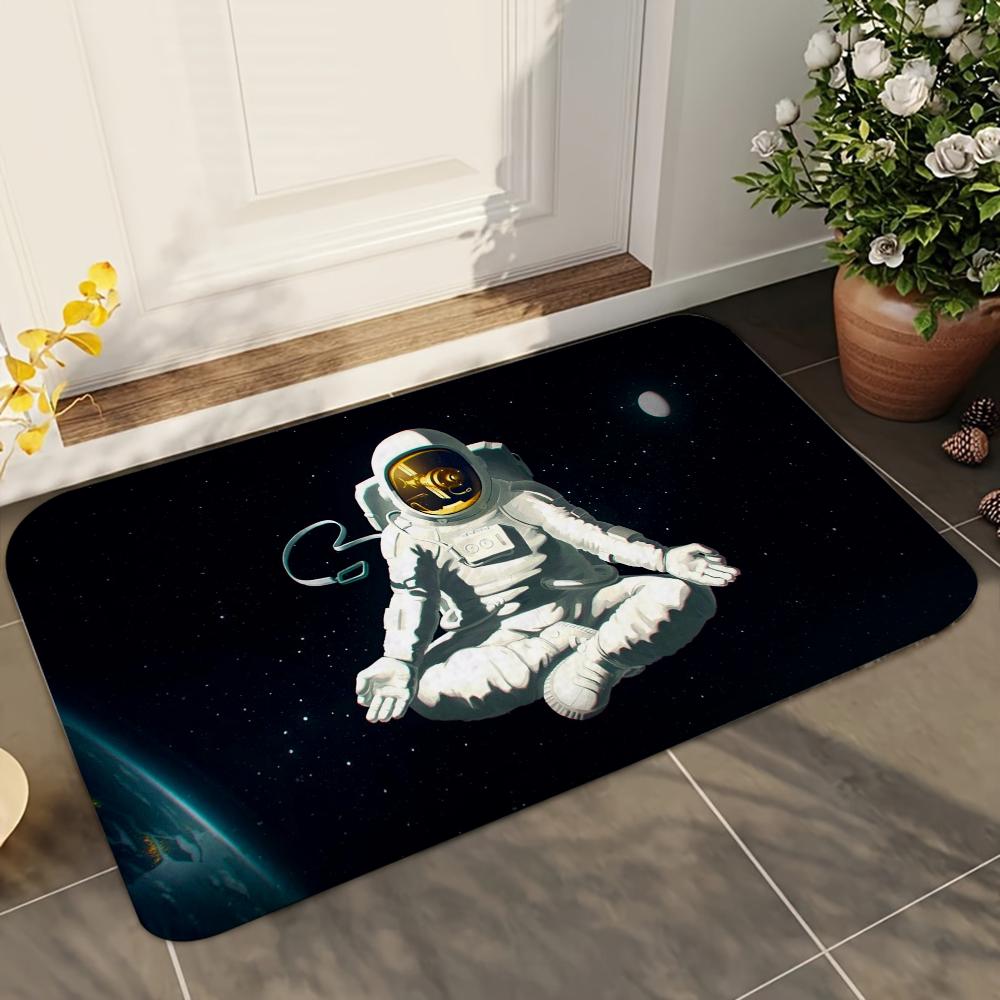1pc Cartoon Rocket Astronaut Bathroom Absorbent Mats Anti-Slip Mats Home Decor Supplies Carpets Home Kitchen Floor Mats