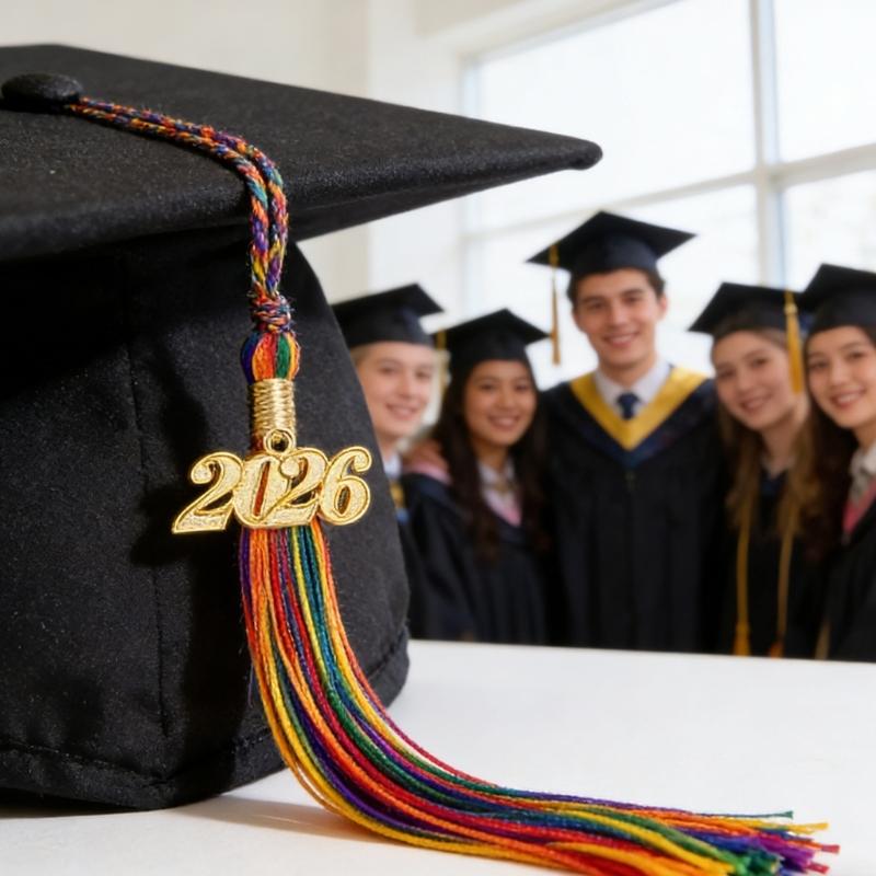 Rainbow Commencement Tassels With Year Charm Graduation Hat Tassels For Academic Gowns Caps and Graduation Ceremonies