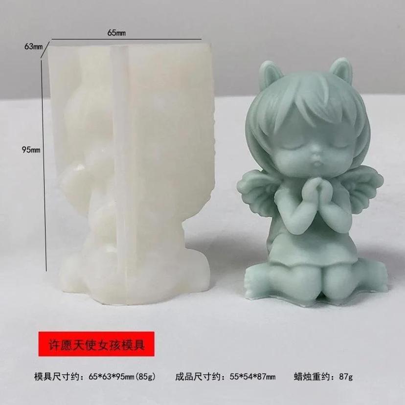 1 Pcs 3D Prayer Angel Silicone Molds Scented Candle Plaster Mold DIY Epoxy Resin Gypsum Form Ornament Mould Home Decoration