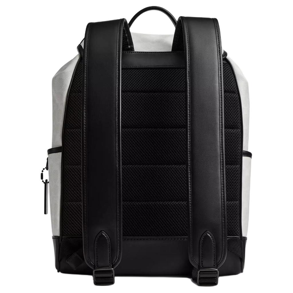 Coach League 29 Klassisches Logo Print Color Block Klappe Beschichtetes Canvas Rucksack Großer Herrenrucksack Schwarz Weiß CU201-XTP