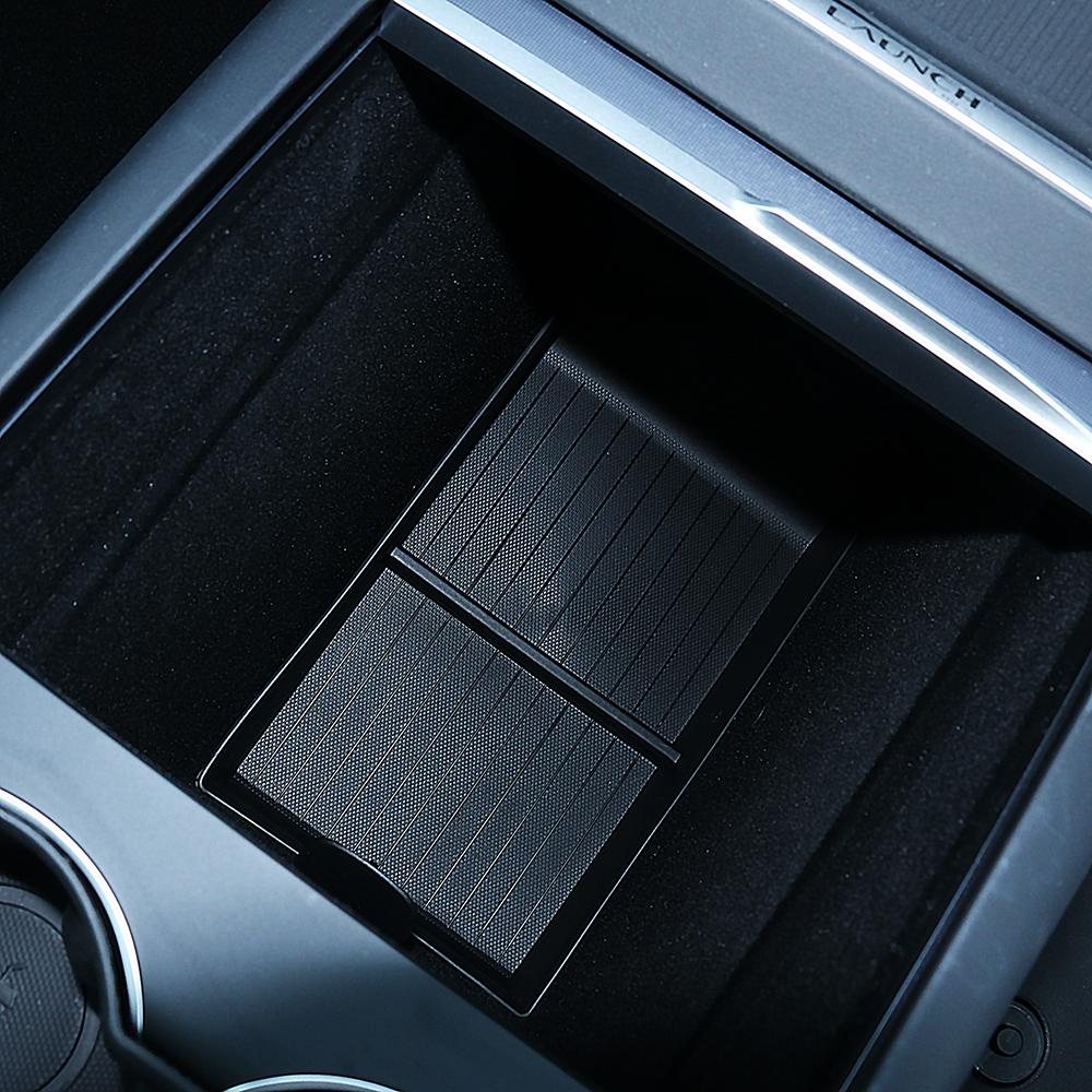 TESY For Tesla Model Y Premium Performance Juniper Launch Center Console Storage Armrest Box Upper&Lower Silicone Pad
