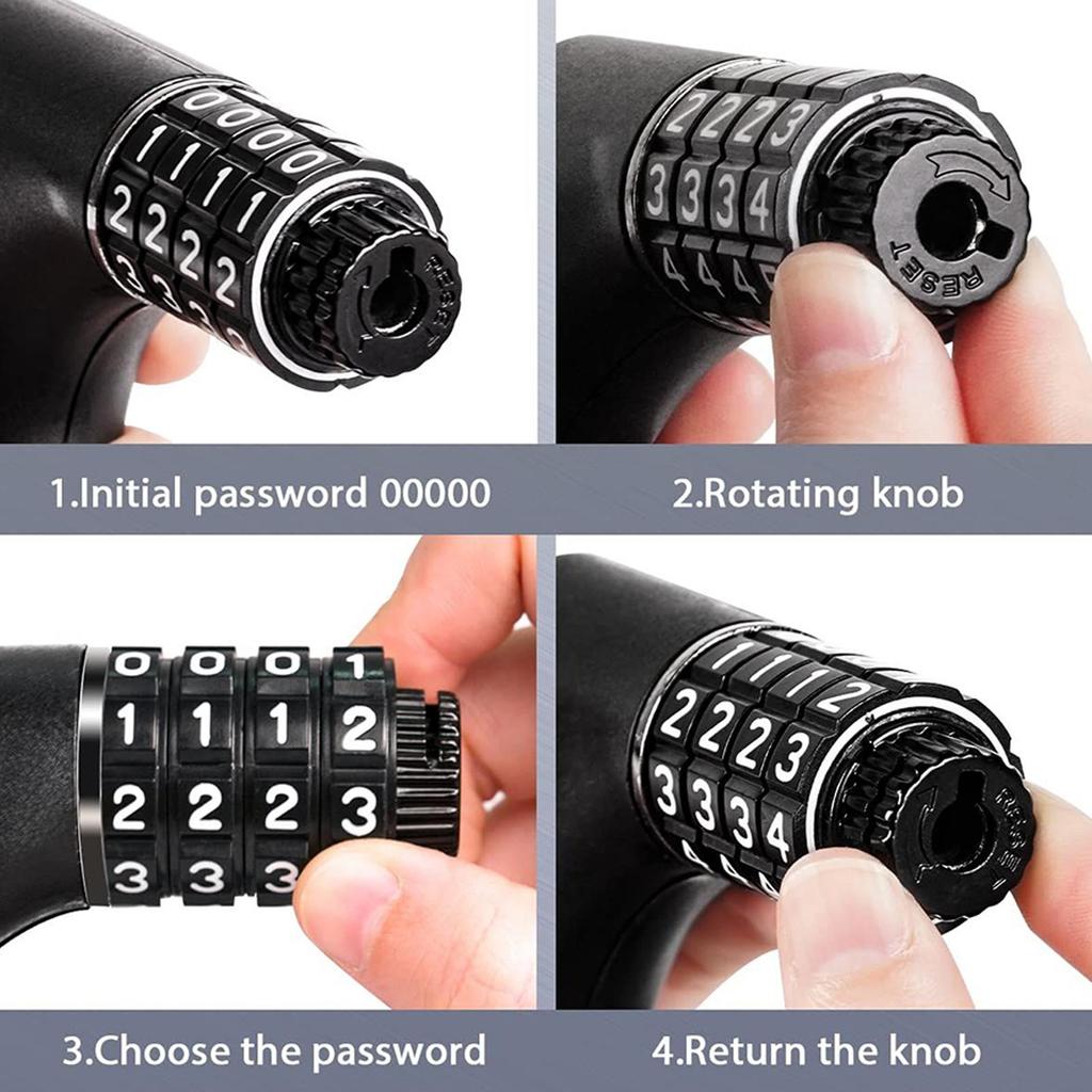 Bike Lock 5-Digit Combination Cable Resettable Anti-Theft Bike Lock For Outdoor Camping Scooter Trail Biking School Mountain