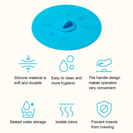 Silicone Drain Stopper Large Size Anti-Odor Easy Cleaning Sinks Bathtubs Floor Drain Cover Hair Catcher