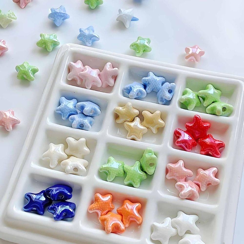 20pcs Ceramic Ceramic Spacer Loose Beads Fresh Color Jewelry Making Material Starfish Bead Gift