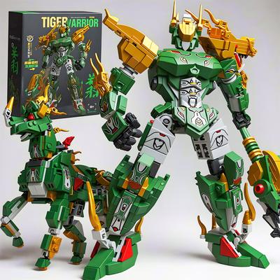 Groen Paard Transformeerbare Robot Bouwstenen Superheld Mecha Dier Stenen DIY Montage Speelgoed Kinderen Verjaardag Kerstcadeau