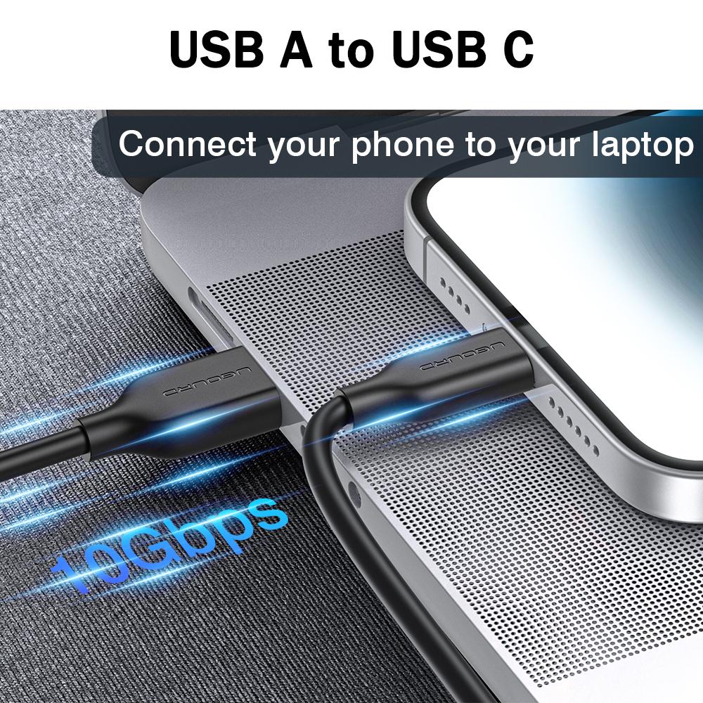 UGOURD USB3.2 10Gbps Cable USB 3.0/3.1/3.2 OTG Cable USB A to USB Type C Data Transfer SSD Hard Disk Cable 3A 60W QC 3.0