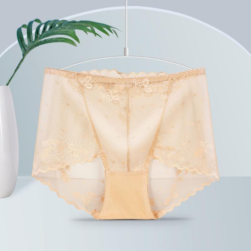 Sexy, verführerische Slips aus hohler Spitze, übergroße Unterwäsche für Damen, Slips mit hoher Taille, hüftbetonend, nicht eng anliegend, Damenhöschen
