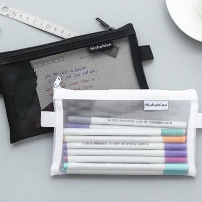 1Pcs Simple Design Transparent Mesh Case Office Student Pencil Cases School Supplies Pen Box