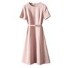 High-end acetic acid dress summer  new high-end waist temperament celebrity a-word skirt