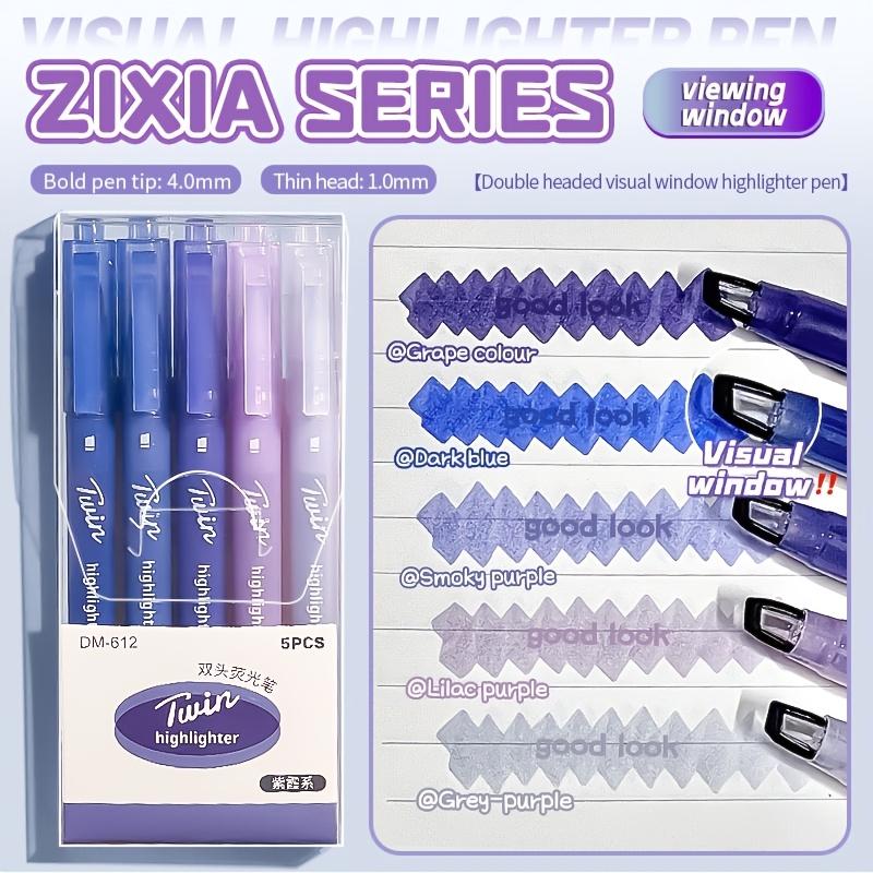 5-Pack Dual-Tip Highlighters with Viewing Window, Suitable for Eye-Friendly Colored Highlighters, Fluorescent Markers, Marking Pens, Highlighting Pens