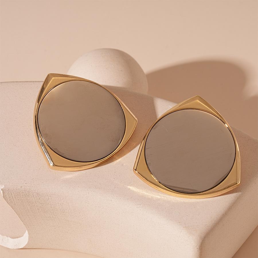 Gold-Plated Geometric Silver Needle Stud Earrings for Women