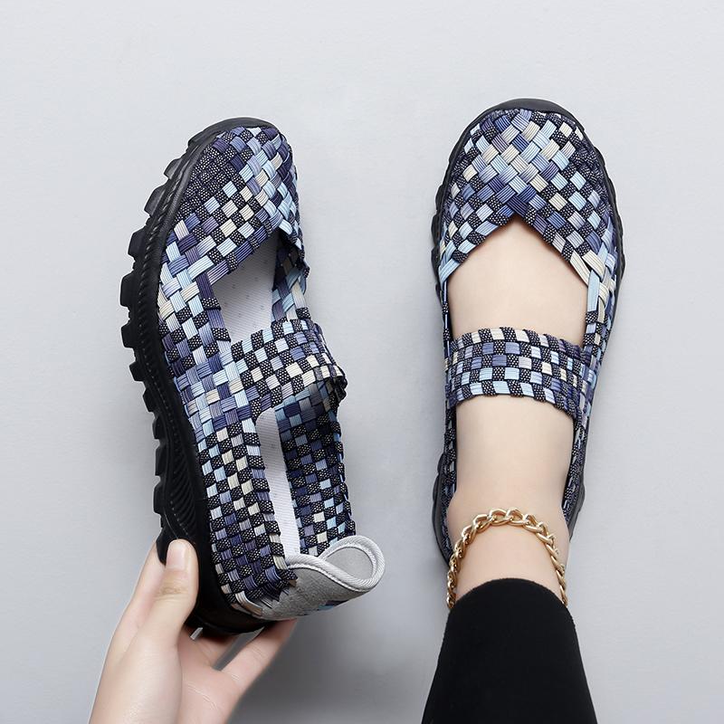 Summer Mary Jane Sandals Lady Handmade Braid Sandals Women Color Weave Girl Beach Shoes Plus Size