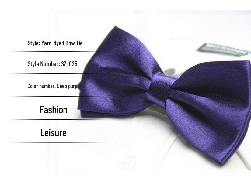 Solid Color Formal Wedding Bow Tie for Men - Customizable Logo and Multi-Color Options
