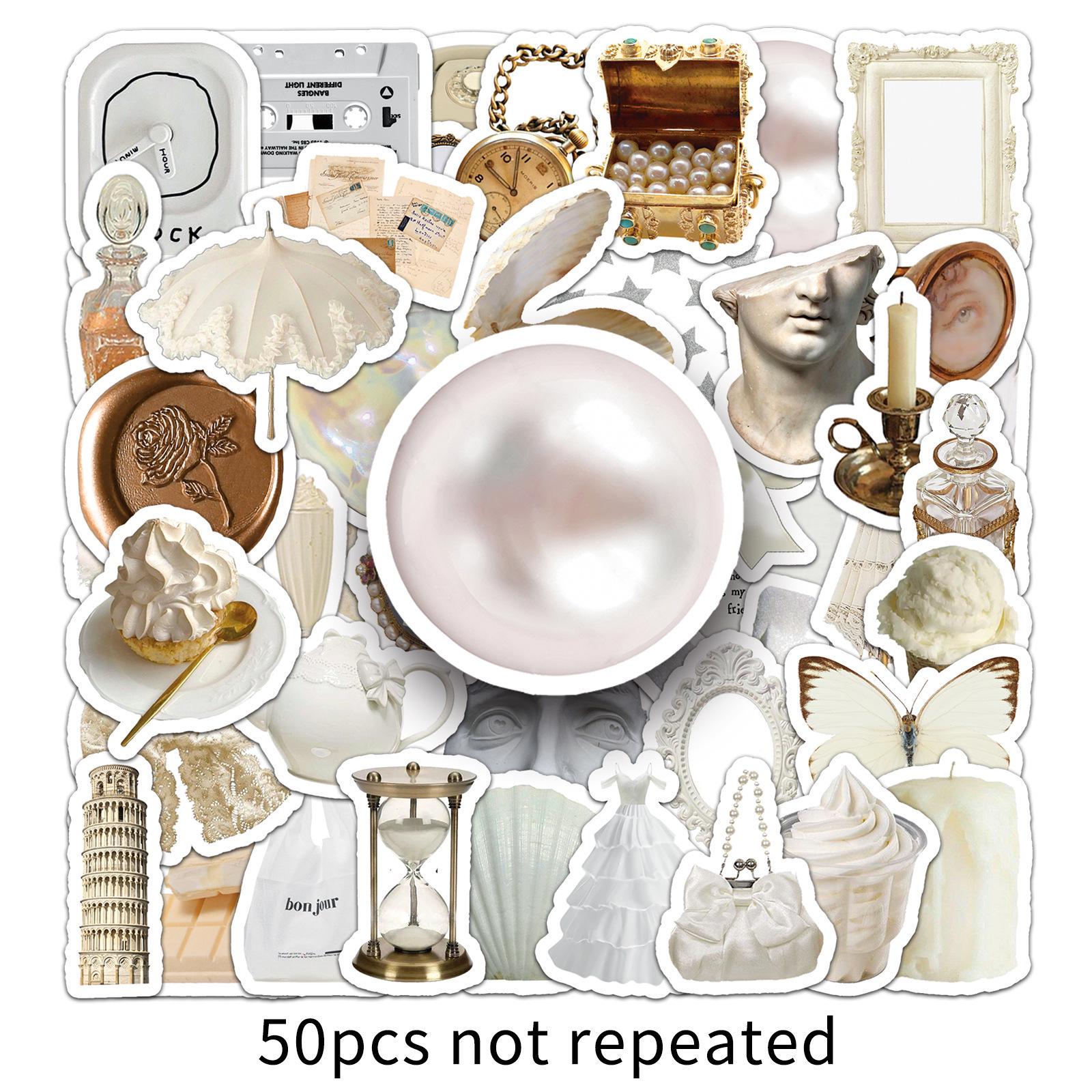 

50 White Hand-Painted Ins Style Stickers: Fresh Art for Suitcase Decoration