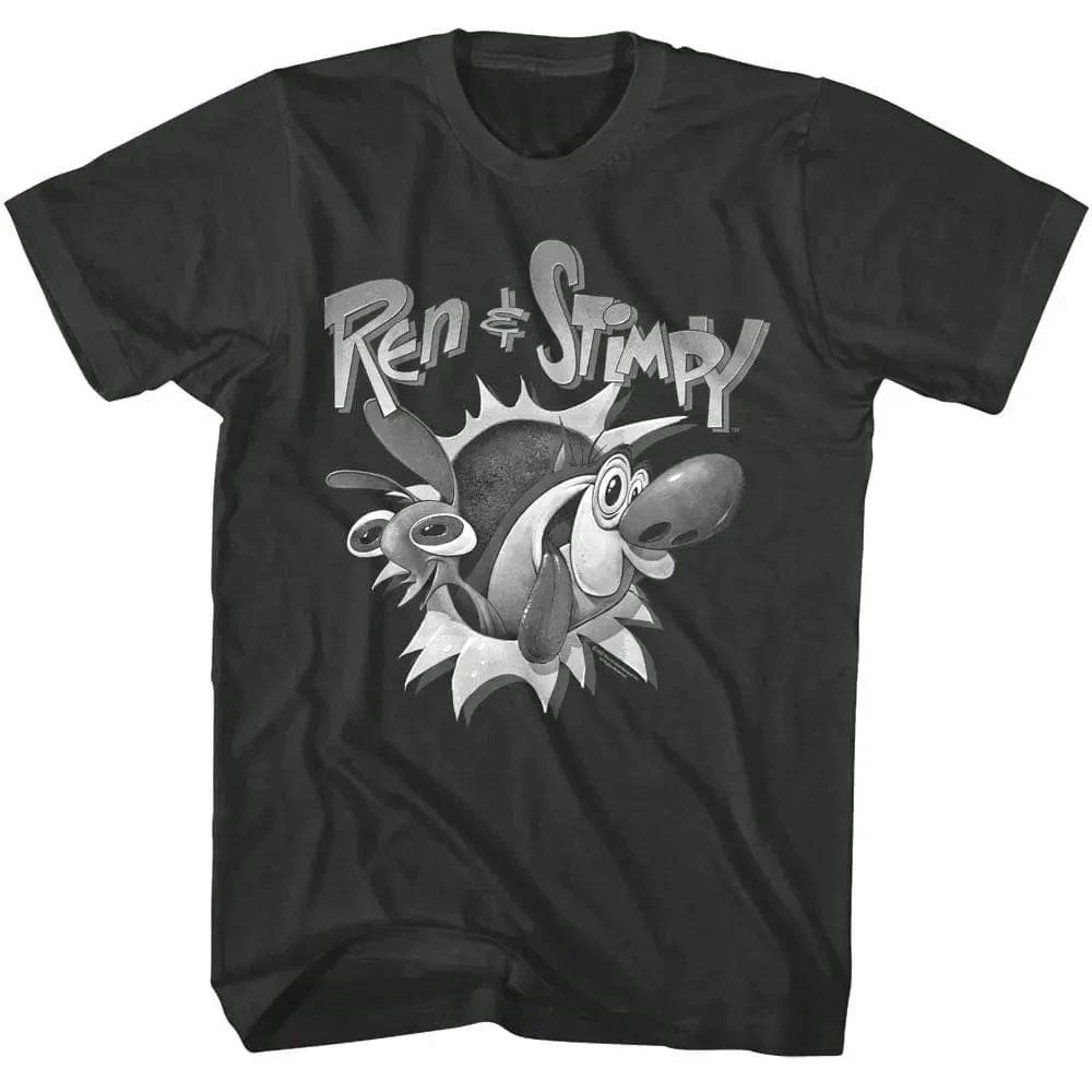 Ren and Stimpy Bursting Through Men’s T Shirt S-5XL S
