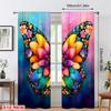 2pcs Colorful Floral Butterfly Printed Curtains, Designed for Light Filtering, Quality Material, Ideal for Boho Home Window Deco