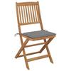 Exclusive House - Folding Outdoor Chairs and Cushions Set of 8 Acacia Wood