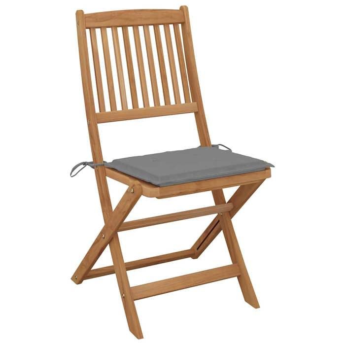 Exclusive House - Folding Outdoor Chairs and Cushions Set of 8 Acacia Wood