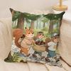 Cute Squirrel Cushion Cover Silky Short Plush Sofa Pillow Cover Hidden Zipper Soft Dustproof Case for Home Decor