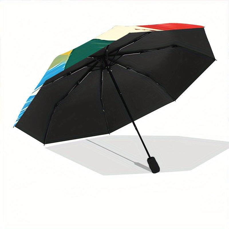 1pc Abstract Art Print Folding Umbrella With Excellent UV Protection, 8 Ribs Casual Durable Lightweight Portable Travelling Umbrella For Men