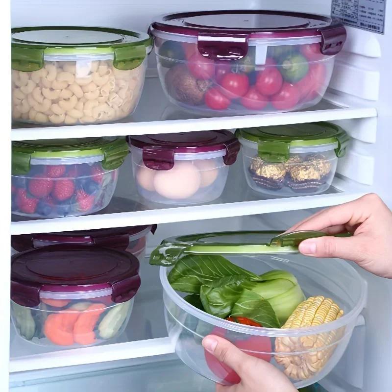 4Pcs/set Food Grade Fridge Organizer Food Storage Container Fresh Fruit Storage Box Snack Sealed Jar Lunch Box Kitchen Organizer