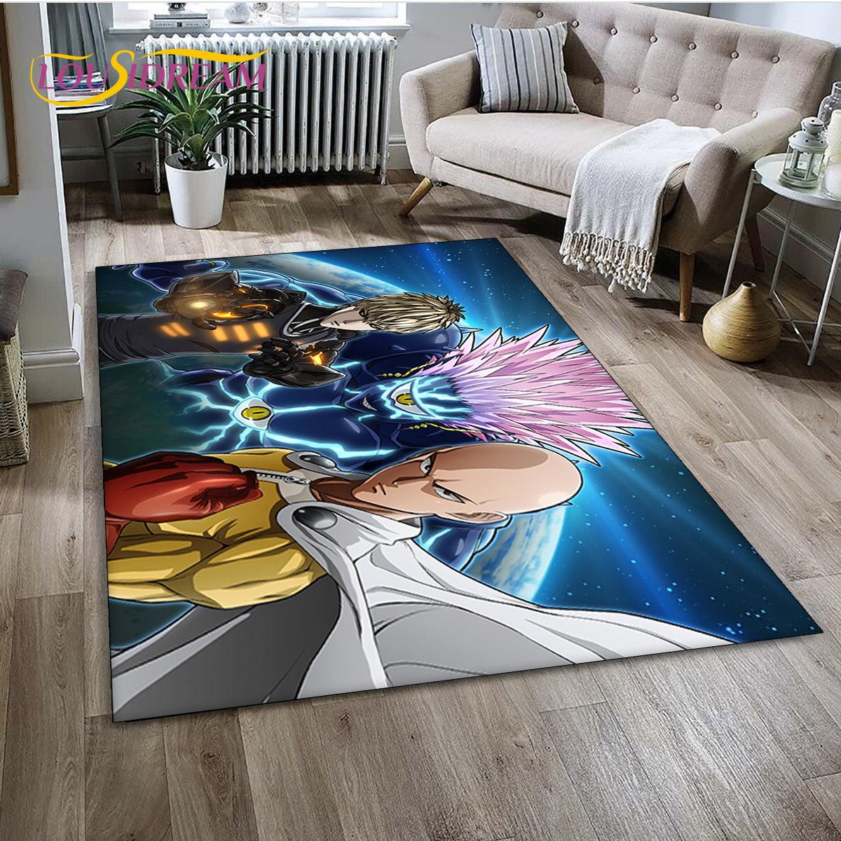 

3D ONE PUNCH MAN аниме ковер с героями мультфильмов, ковер для гостиной, спальни, дивана, коврик для украшения, детские игры, нескользящий напольный коврик 40x60cm
