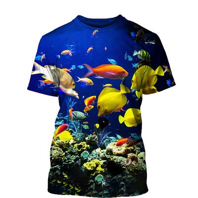 Letnia koszulka z nadrukiem 3D Cool Men 3D Fish T-Shirt Unisex Top