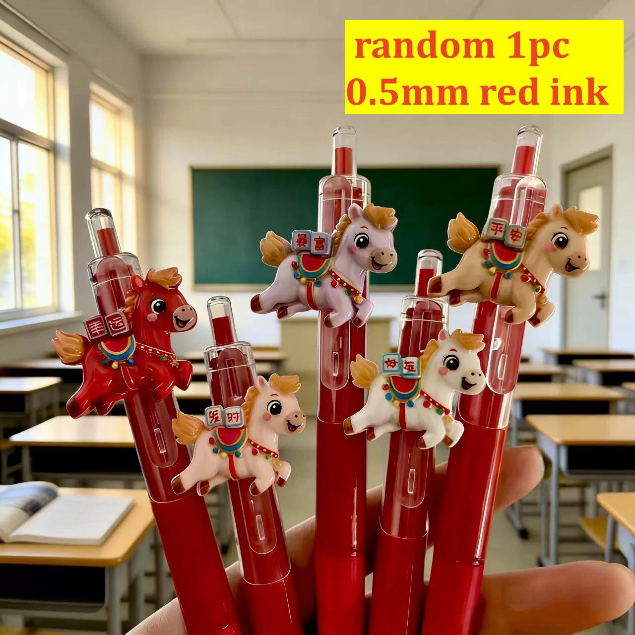 

New Year Of House Kawaii Gel Pen 0.5mm Quick-Dry Red & Black Ink-Smooth Writing Pens Neutral Pen Student School Office Accessori