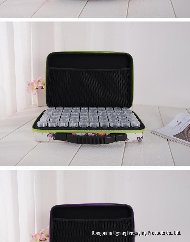 60-Grid Storage Bag for Diamond Painting Drills with Bottles and Dotting Tool Kit