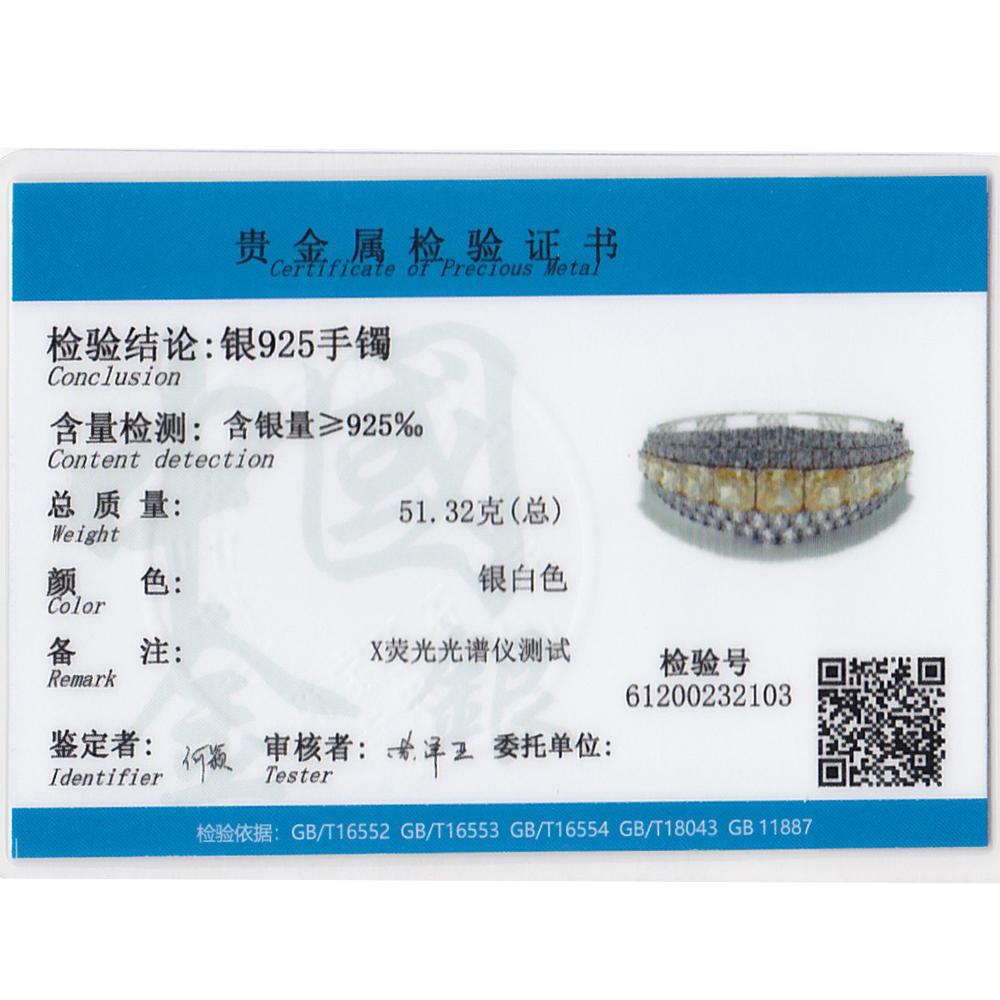 GICA GEMA 100% 925 Sterling Silver Luxury Topaz Sparkling High Carbon Diamond Bangle Bracelet Wedding Parrty Bridal Fine Jewelry