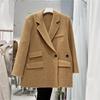 Elegante Cappotto Corto Bicolore in Cashmere Grigio - Stile Suit di Nicchia Autunno 2024 Donna