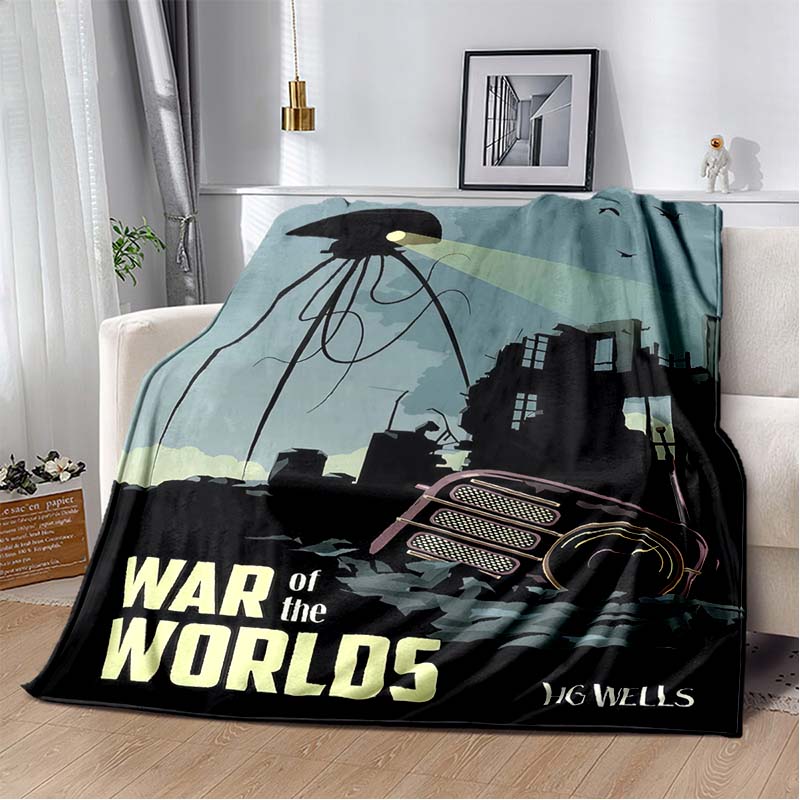Krieg der Welten Retro Alien UFO Druck Flanell Überwurfdecke Warm Sofa Bett Heimdeko Fan Geschenk