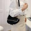 Monochromatic Colorful Shoulder Bags for Women Saddle Type Zipper Package Cover PU Bags Fashion