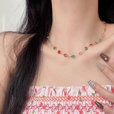 Elegante Zirkon-Choker-Halskette für Damen - Leichter Luxus, Hochwertige Schlüsselbein-Kette für Influencer