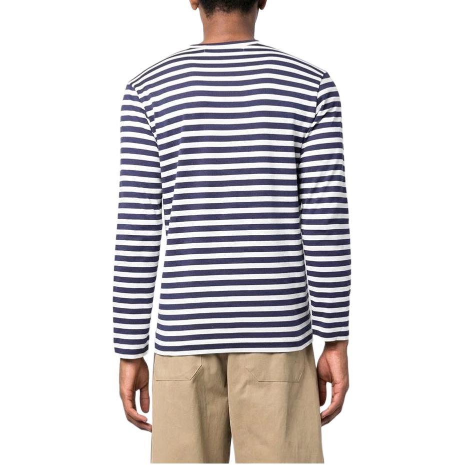 Comme des Garçons PLAY COMME Des GARCONS PLAY SPACE INVADERS L/S Striped Red Emblem 'Navy' Men's AZ-T324-051