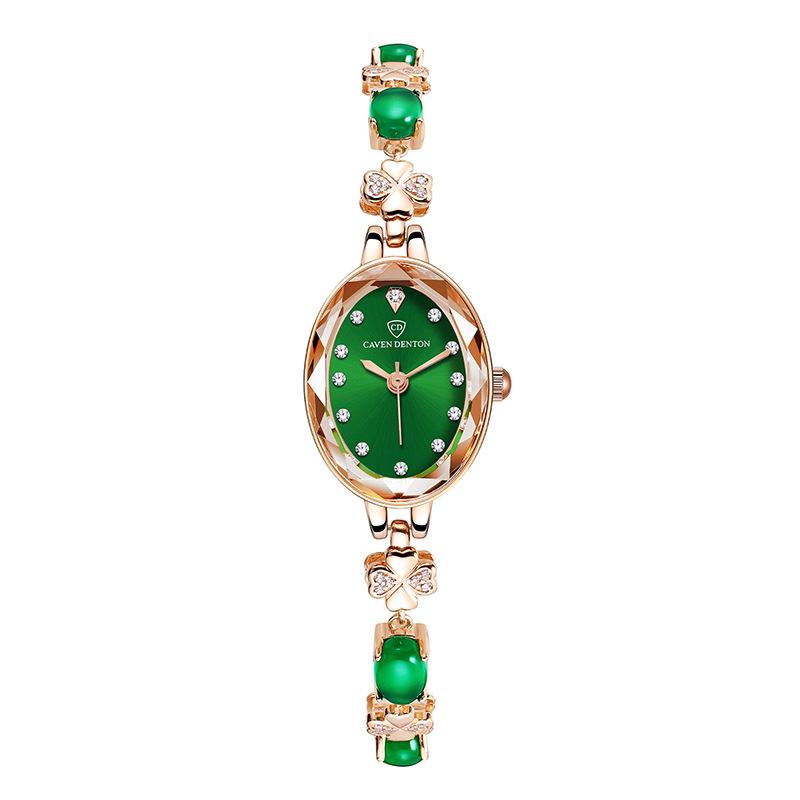 Montre à Quartz pour Femme – Luxe Abordable, Style de Niche, Tendance & Étanche, Avec des Accents Verts et un Bracelet