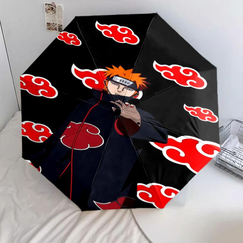 1 PC Automatic Folding Umbrella - Naruto Cloud Power Pattern Portable Foldable Design With 8 Ribs Christmas Birthday Gifts