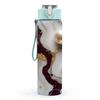 1PC Dark Brown Pearl Marble Pattern 750ml Color Plastic Sports Water Bottle Leakproof Flip Straw Lid Suitable for Sports Office Home Use