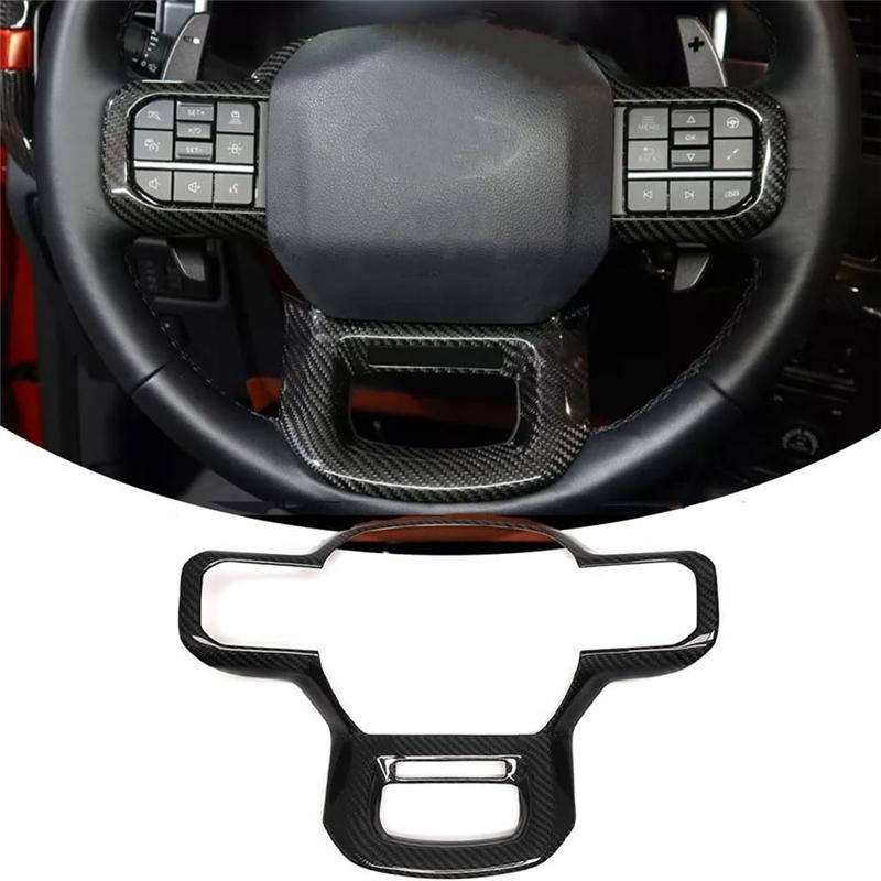 Interior Accessory Car Steering Wheel Cover Trim Dry Carbon Fiber For Ford F150 Raptor -2024