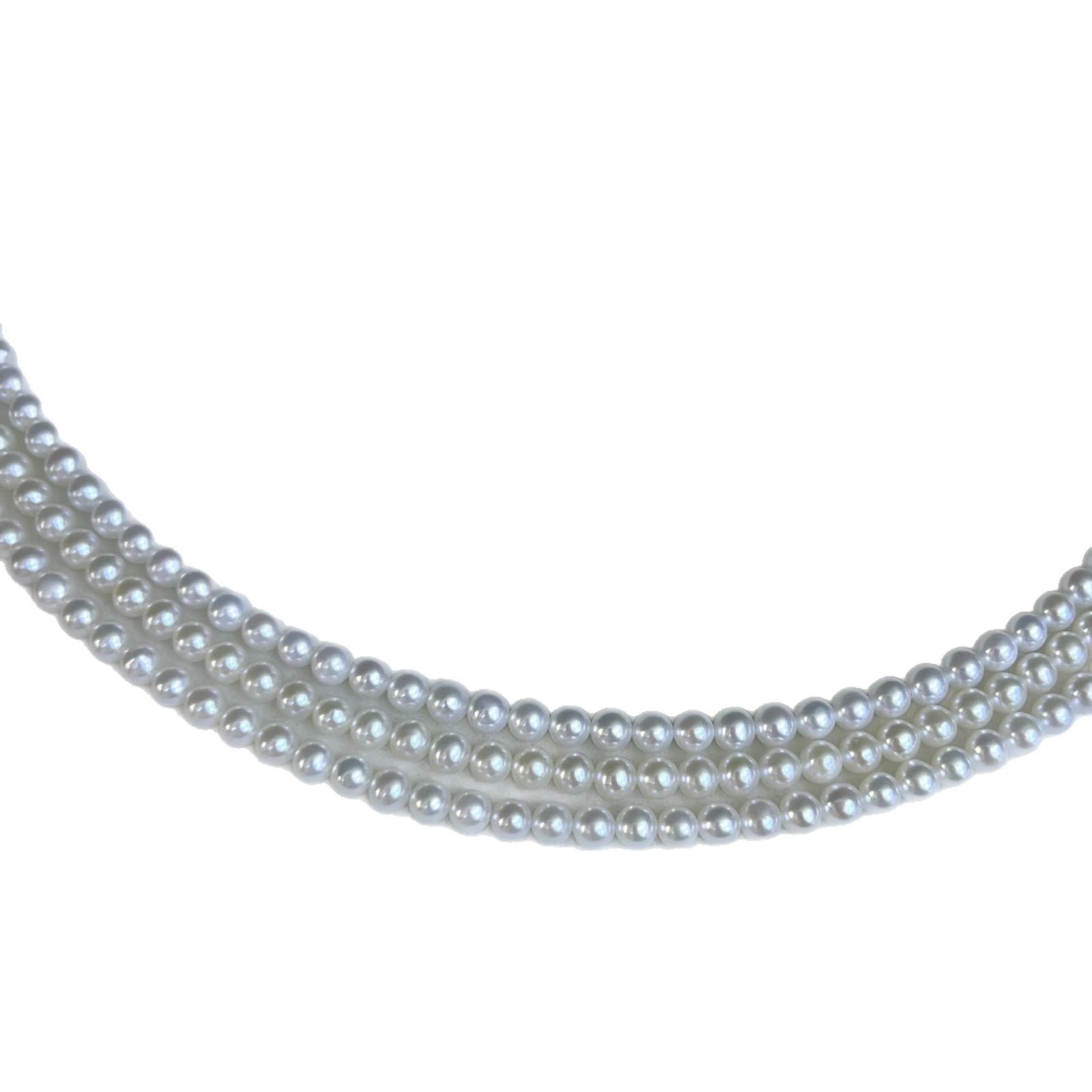 4.5-5mm Near Round White Freshwater Pearl Necklace, Semi-finished, High Luster 4.5-5mm белый