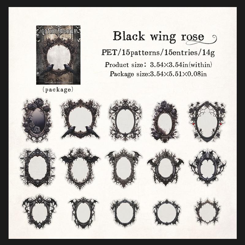 

15 pcs Vintage Frame Wreath Frame Decor Sticker Junk Journal DIY Scrapbooking Collage Materials Planner Creative Stationery