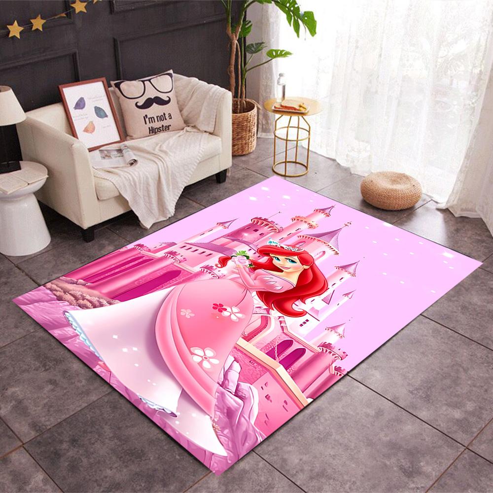 Underwater Mermaid Adventure Disney Cartoon Theme Anti-Slip Rug - Polyester, Home Decor, Suitable for Bedrooms, Living Rooms, Doorways, and Studios