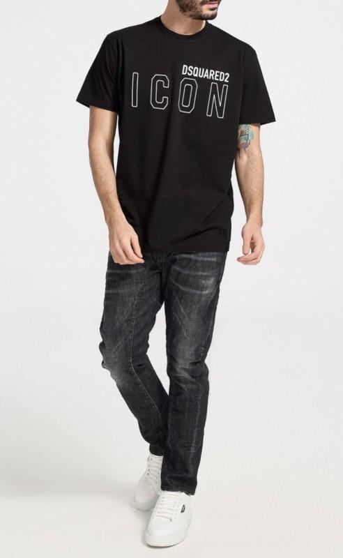 Značkové tričko DSQUARED2 icon nero -45% - Velikost: XL