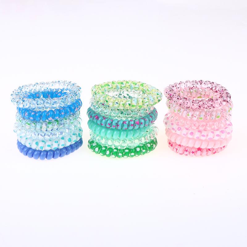 6Pcs Vibrant Playful Gradient Color Phone Line For Girls High Elasticity Headband Tied Bun Hair Loop Rubber Band Headband