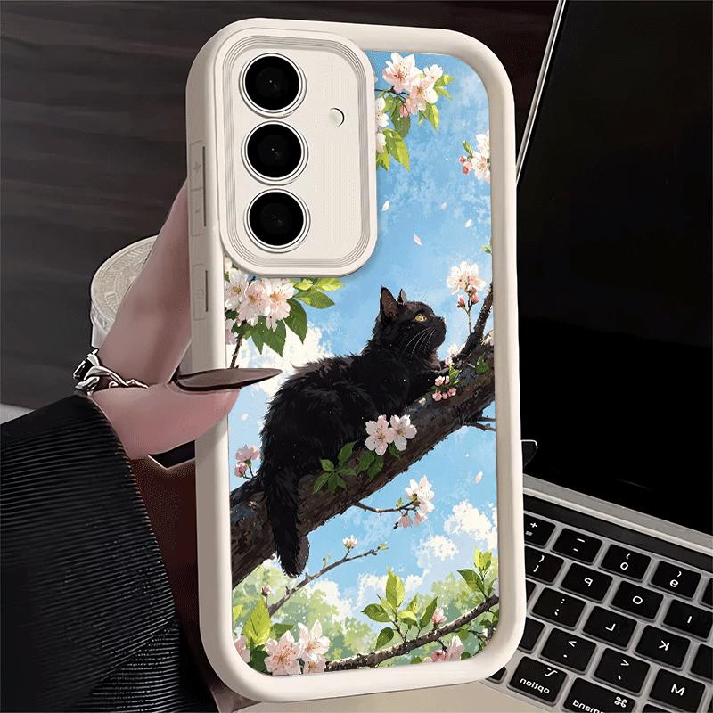 Black Cat Aesthetic Pattern Soft Phone Case for Samsung Galaxy S26 Ultra S25 Edge S24 S23 S22 Plus S21 S20 FE 5G Shell Silicone
