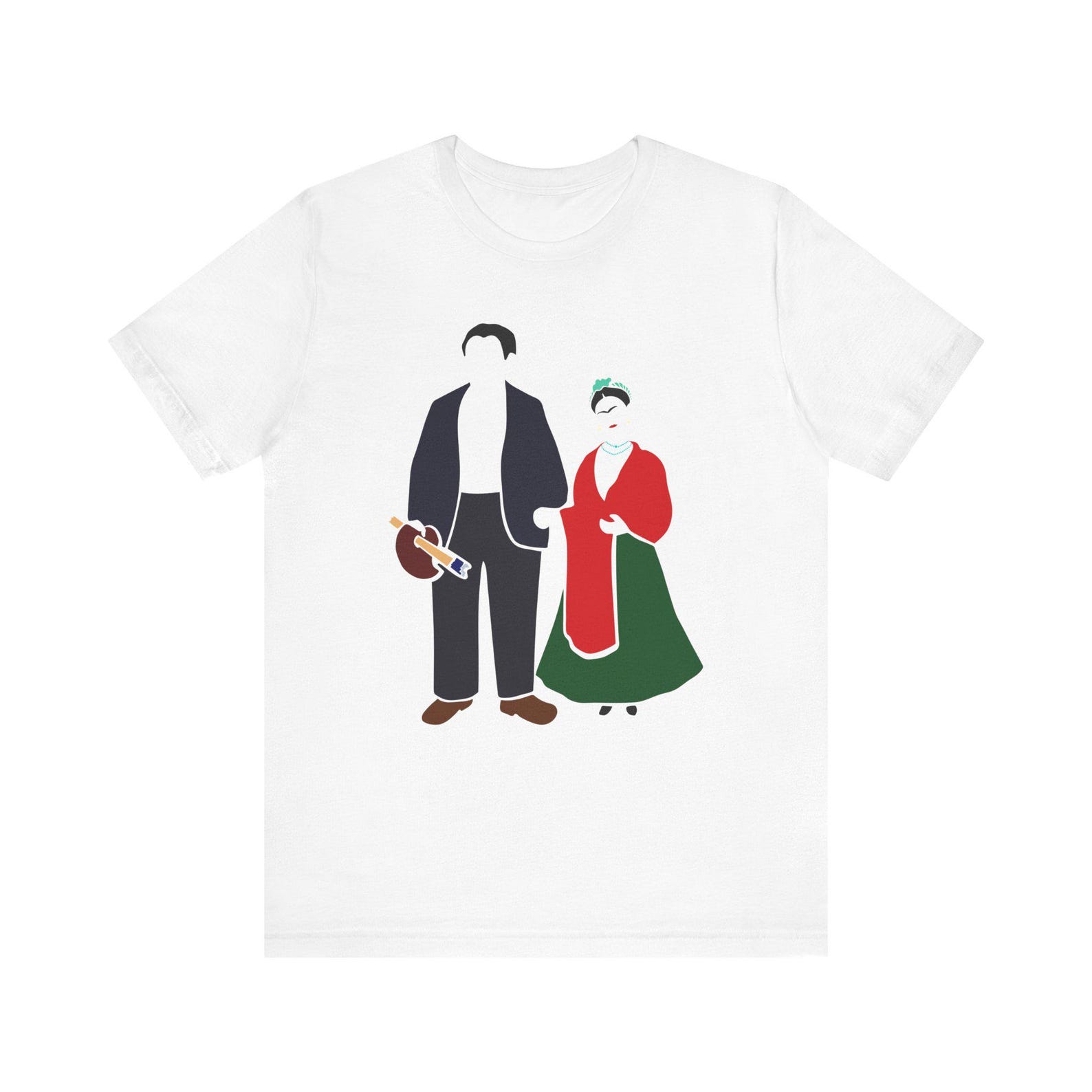 Couple in Folk Costume T-Shirt | Vintage Folk Art Couple Tee S