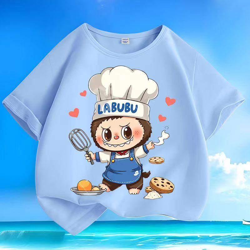 

Детская мультяшная футболка Шеф-повар Лабубуэд Детская Аниме 3D-принт Футболка Мальчик Девочка Мода Повседневная Одежда Лето Милая Одежда с коротким рукавом Подарок 130