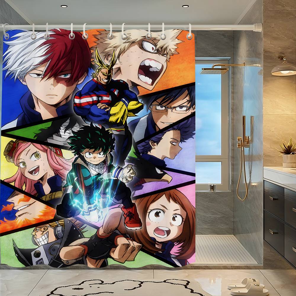 

Vintage My Hero Academia Anime Waterproof Fabric Shower Curtain Bathroom Decoration Curtain Home Hawaiian Style Shower Curtain 90x180 cm