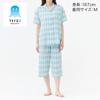 Gunze Acedron Short Length Blue Women's Pajamas, Sleeve, 3/4 Pants, Moisture-Wicking, Quick-Drying,