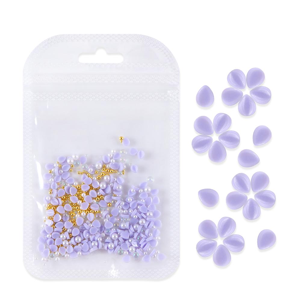 150pcs Violet Carving Petals Nail Charms Flower Decoration Accessories Nail Parts Supplies for DIY Women's Nail Art Design